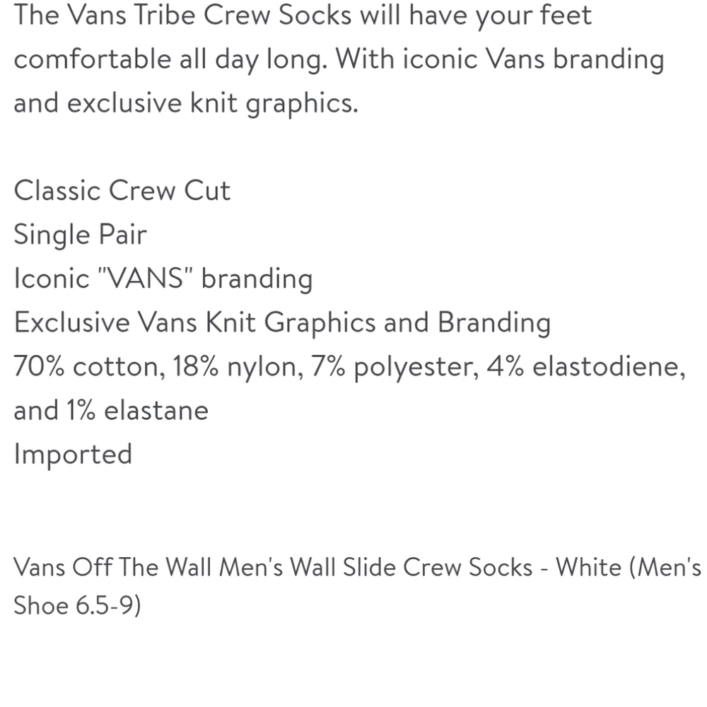 NWT Men's Vans Crew Socks - Picture 4 of 5